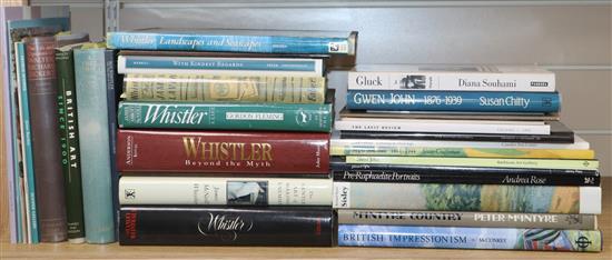 A quantity of reference books: Art and Artists, Lots of Whistler, British Impressionism, Pre-raphaelite Portraits,